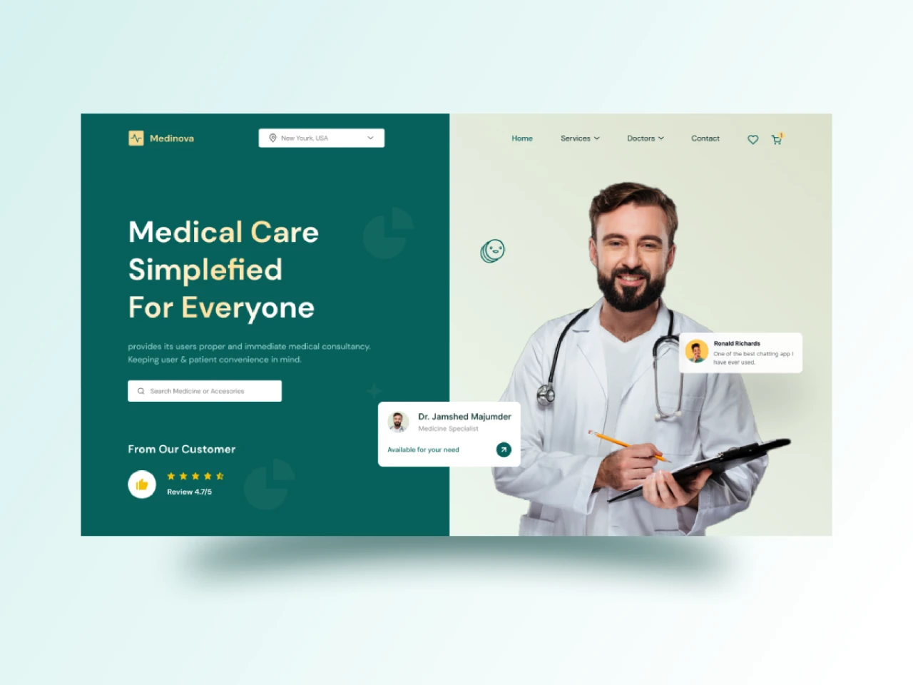 Medical Product Web Header for Figma and Adobe XD