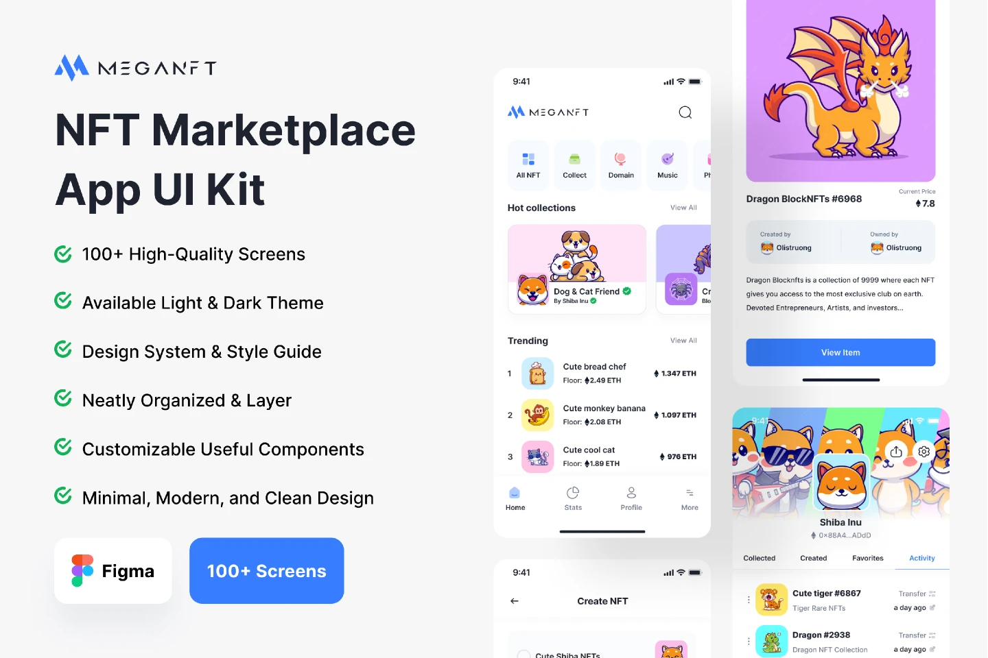MEGANFT - NFT Marketplace App UI Kit for Figma and Adobe XD