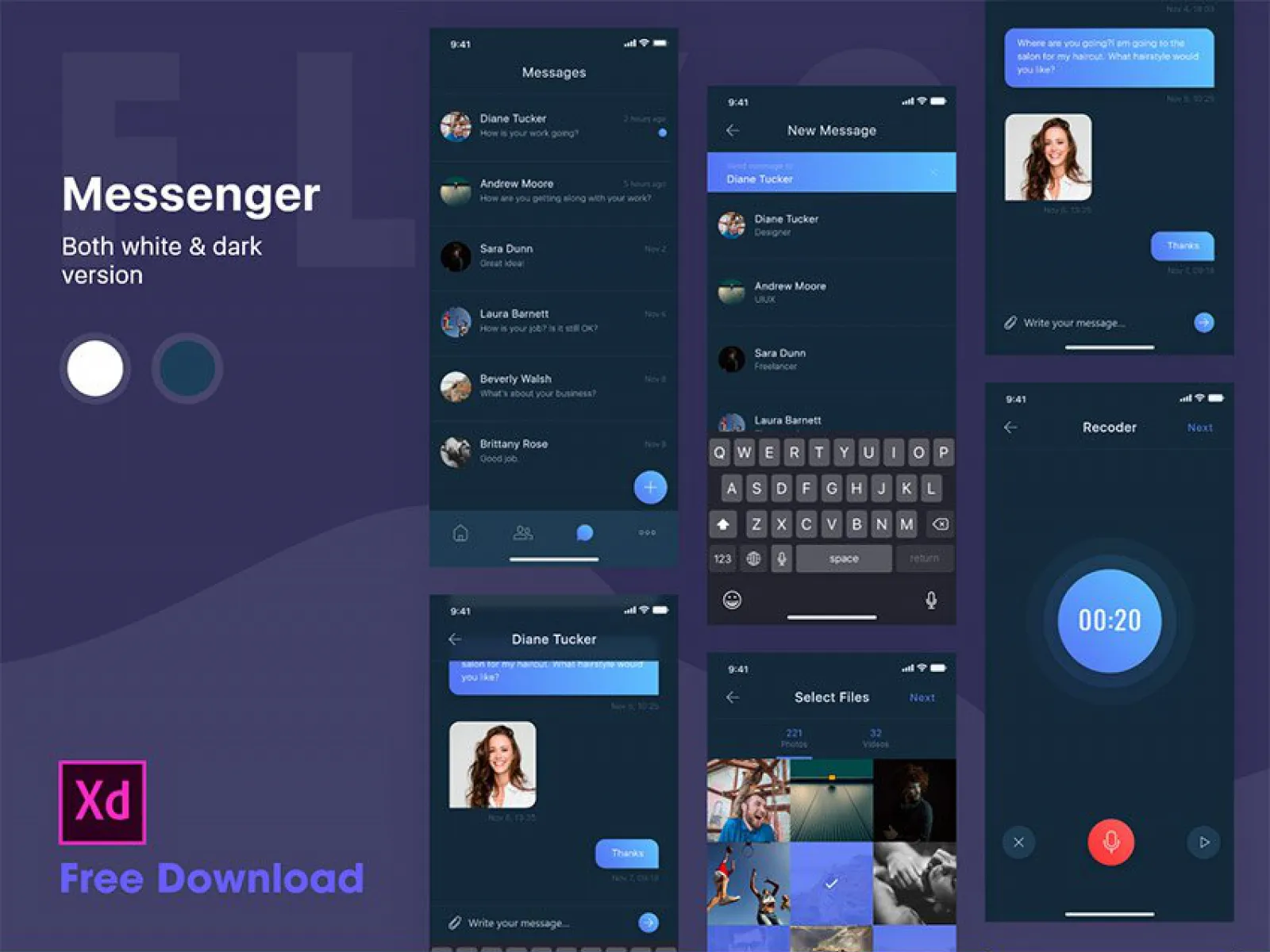 Messenger Chat App Design  - Free Figma Template
