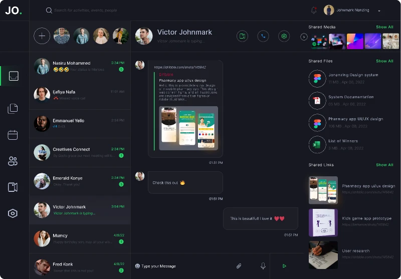 messenger dashboard for Figma and Adobe XD