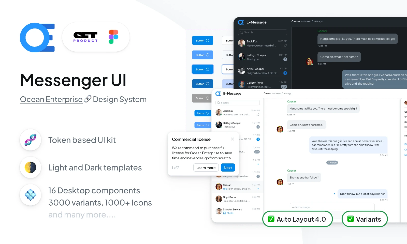 Messenger UI design template for Figma and Adobe XD