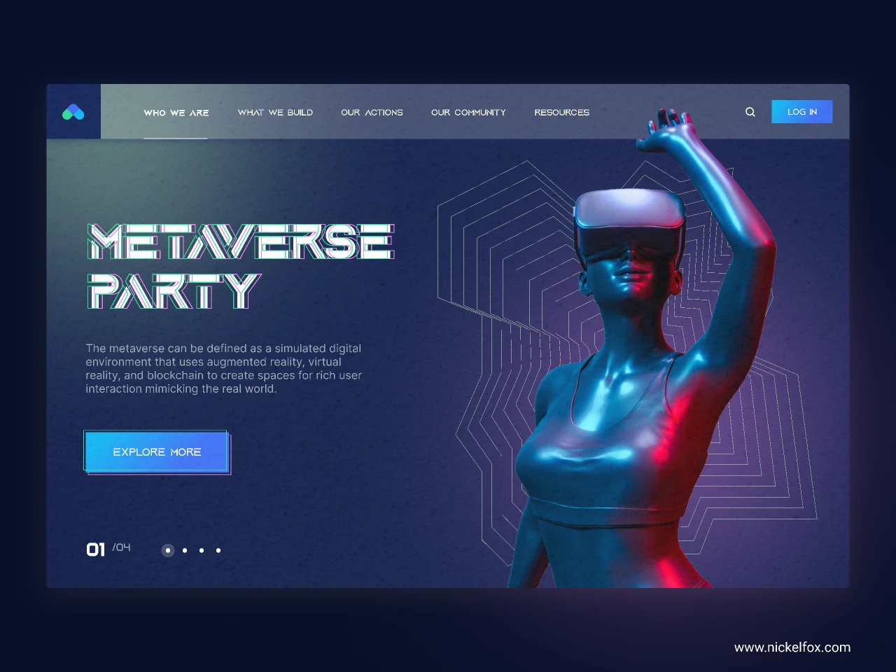 Metaverse Party - Landing Page for Figma and Adobe XD