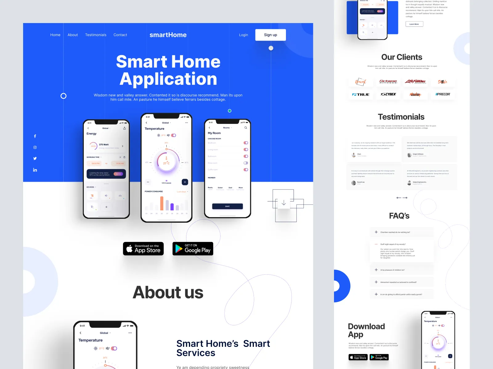 Mobile app landing page for Figma and Adobe XD