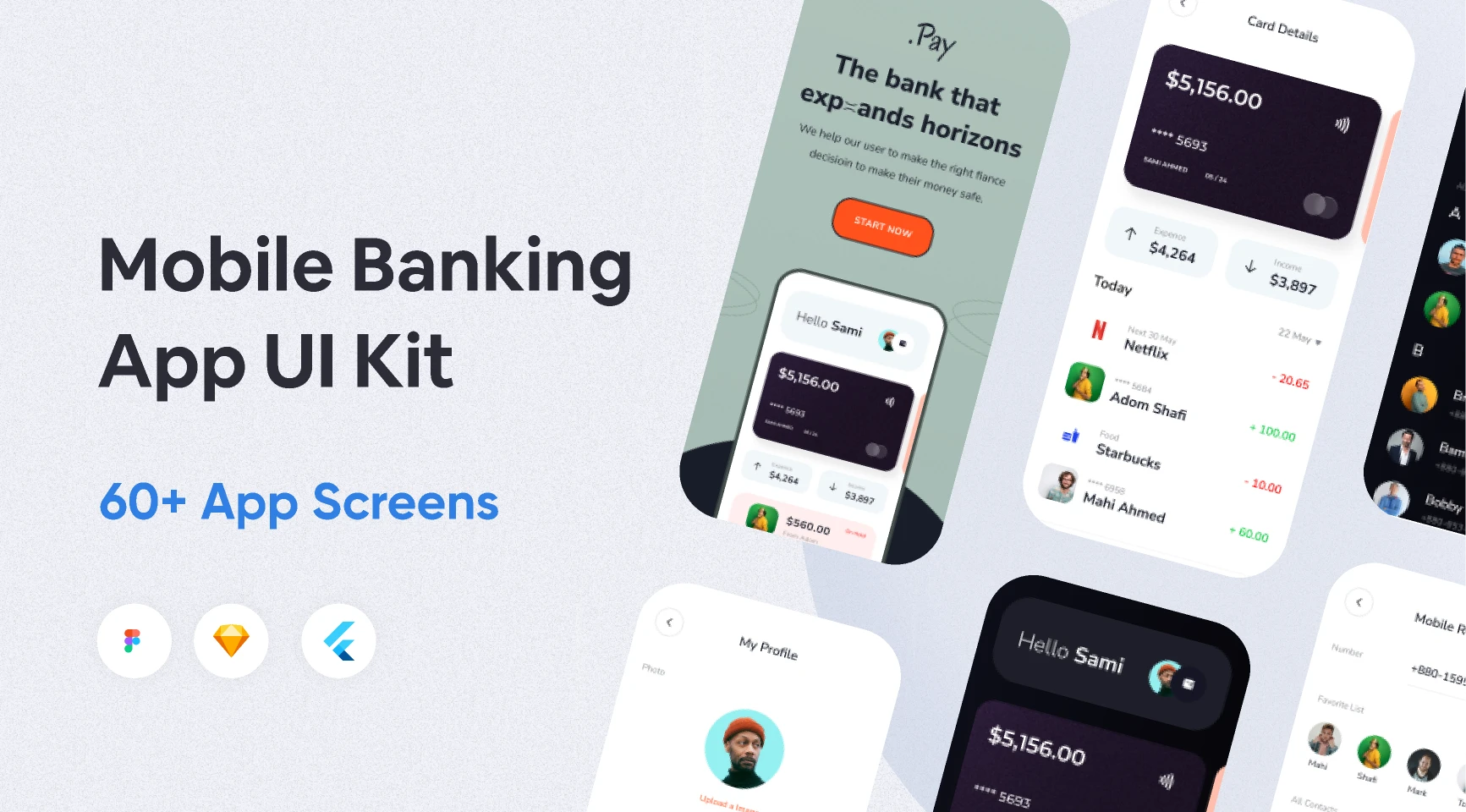 Mobile Banking App UI Kit for Figma and Adobe XD