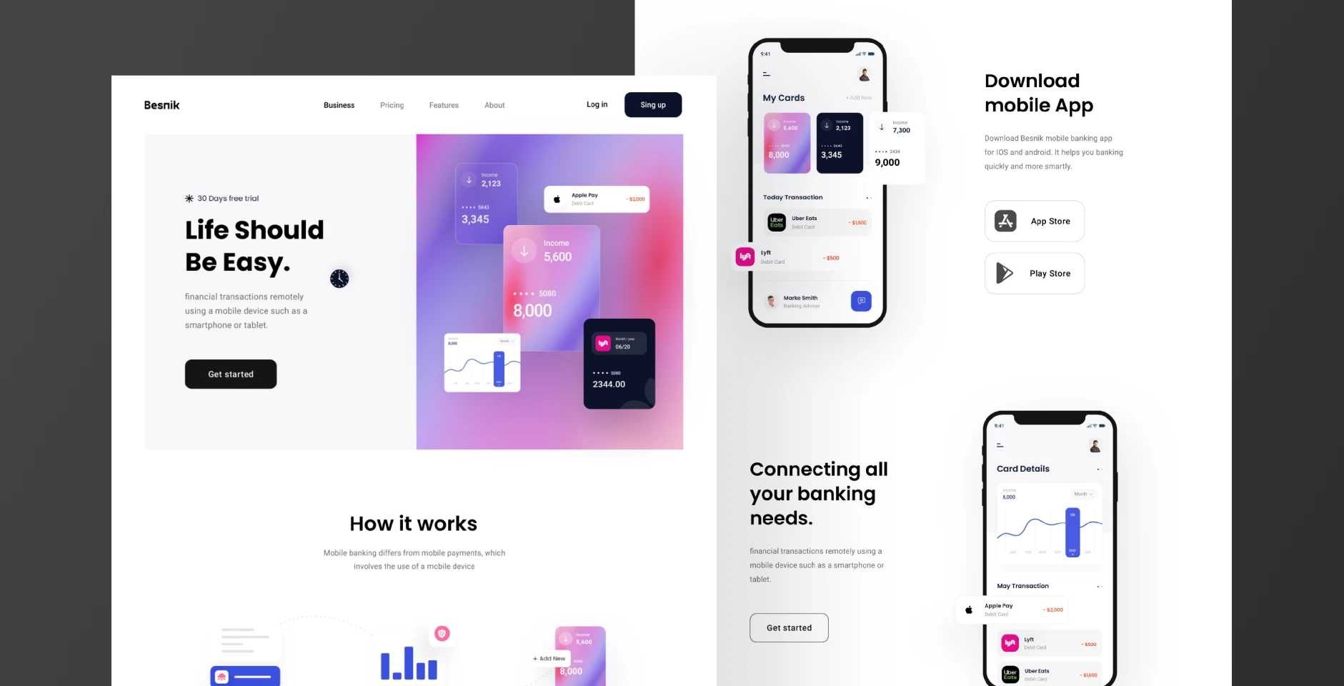 Mobile Banking Landing Page for Figma and Adobe XD