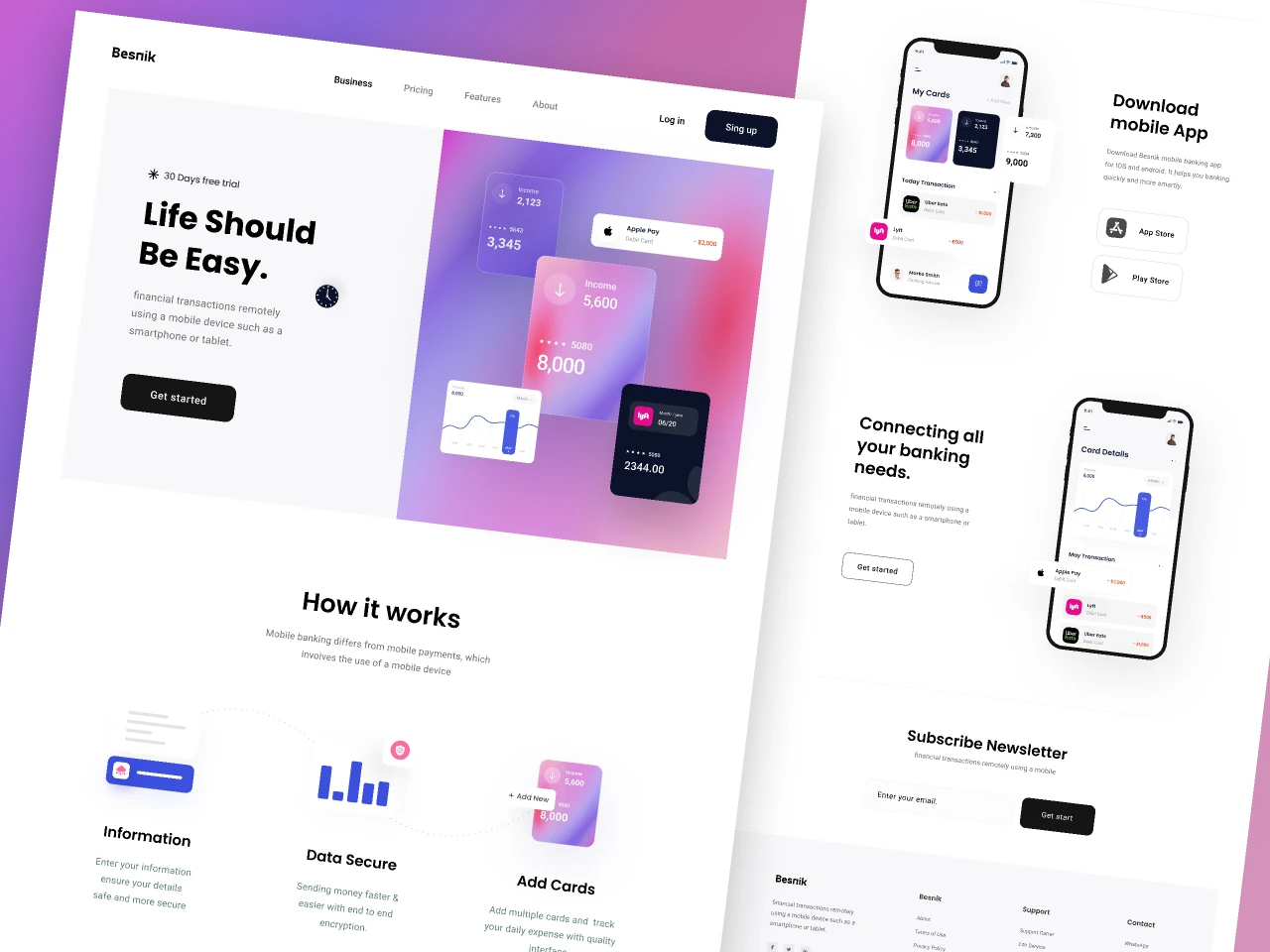 Mobile Banking Landing Page for Figma and Adobe XD