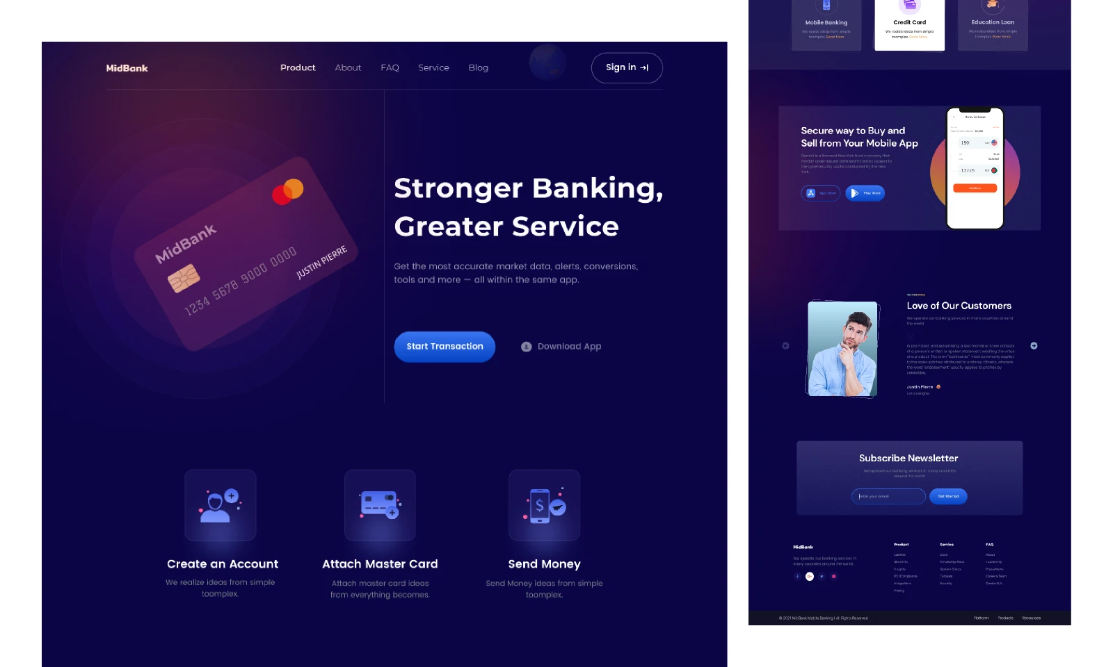 Mobile Banking Website Landing Page Design for Figma and Adobe XD