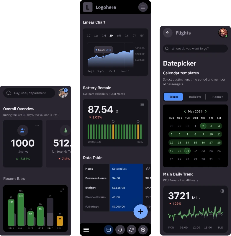 Mobile Dark Templates for Figma and Adobe XD