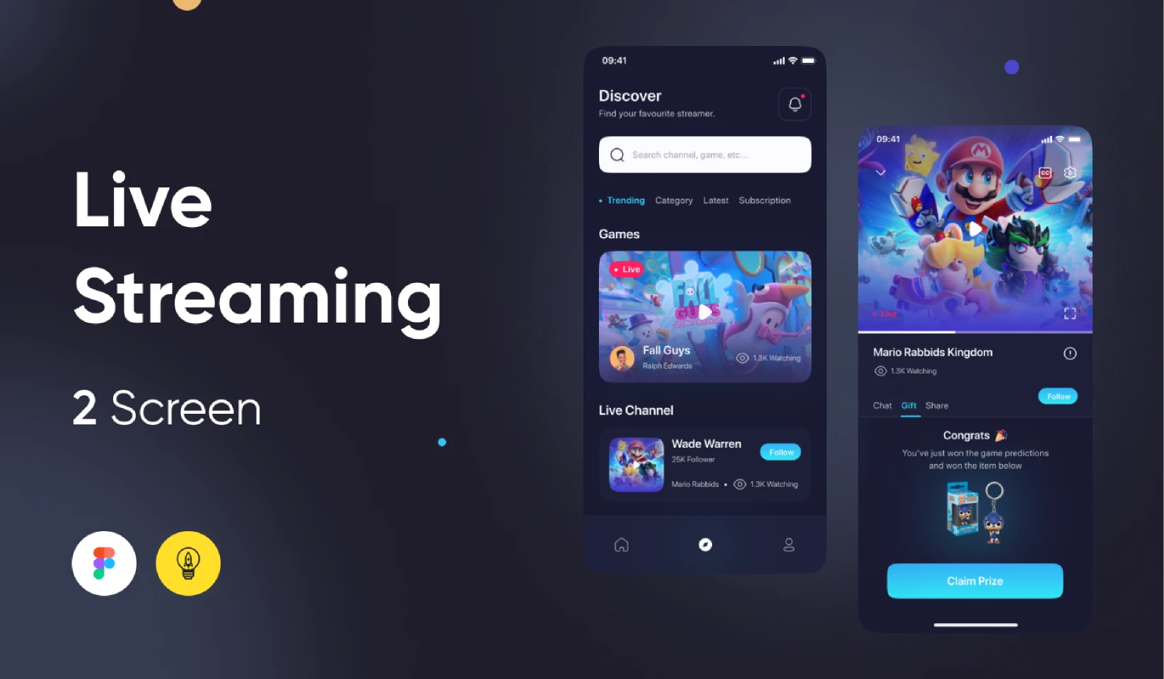 Mobile Live Streaming App for Figma and Adobe XD
