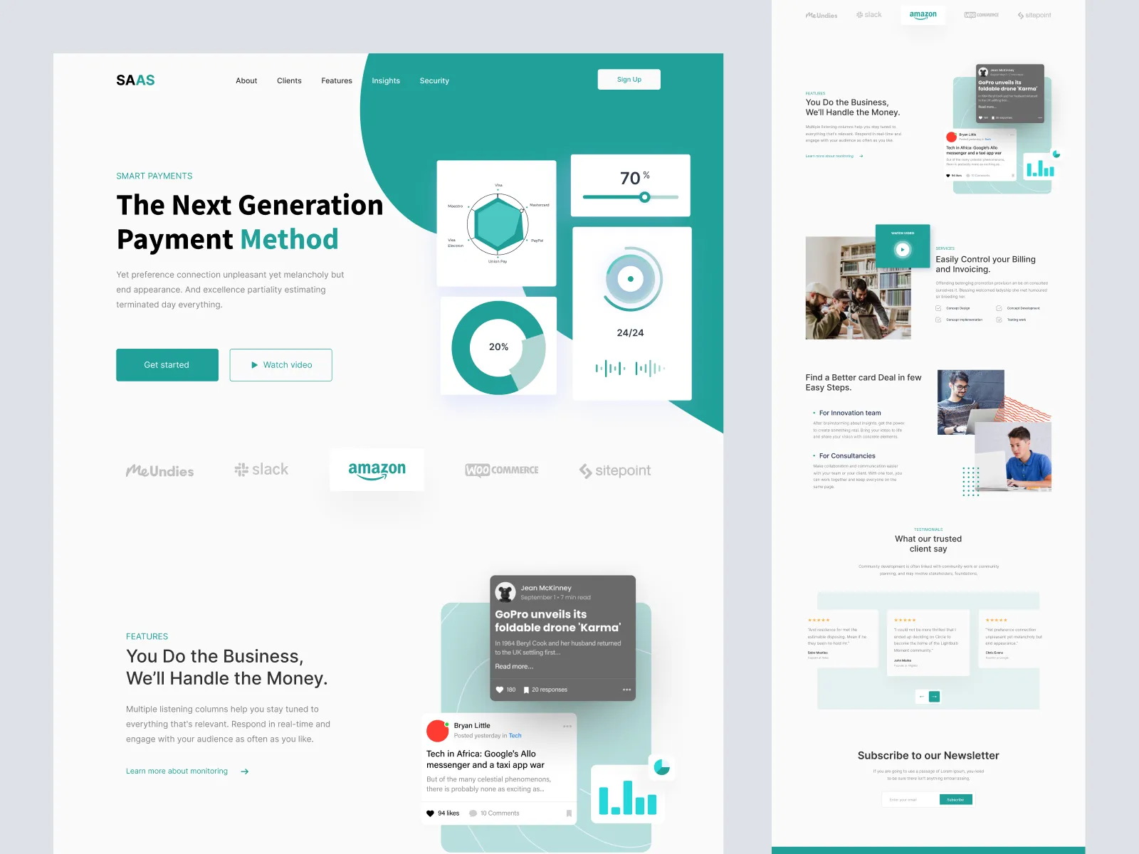 Modern Landing page design for SaaS Company for Figma and Adobe XD