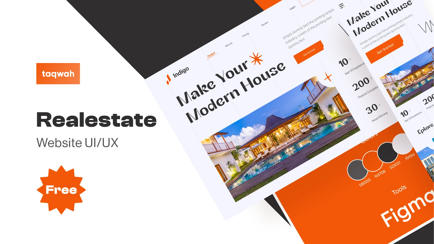 Modern Real Estate Web UI UX Landing Page Design With Responsive Mobile Version for Figma and Adobe XD