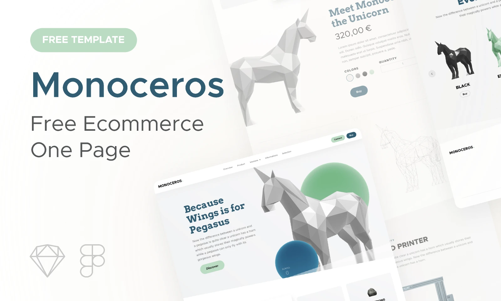 Monoceros  Ecommerce One Page Template for Figma and Adobe XD