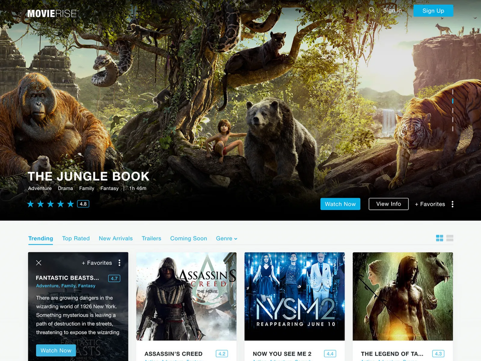 MovieRise Web Homepage  - Free Figma Template