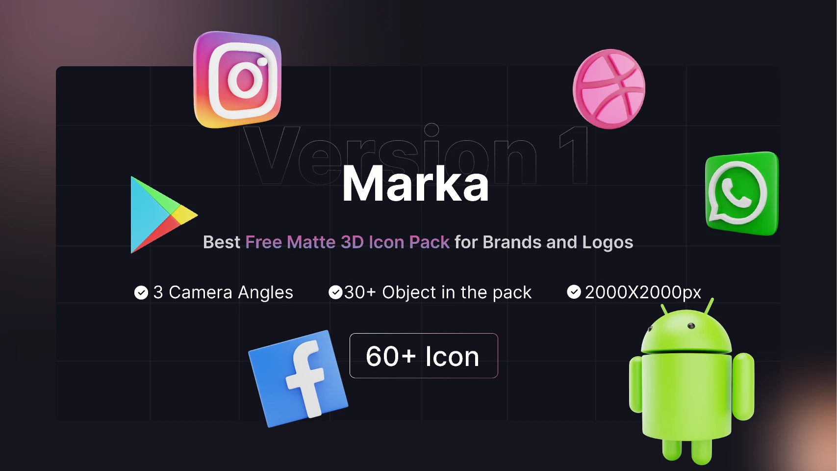 Mrka  Best Free 3D Icon Pack for Brands and Logos for Figma and Adobe XD