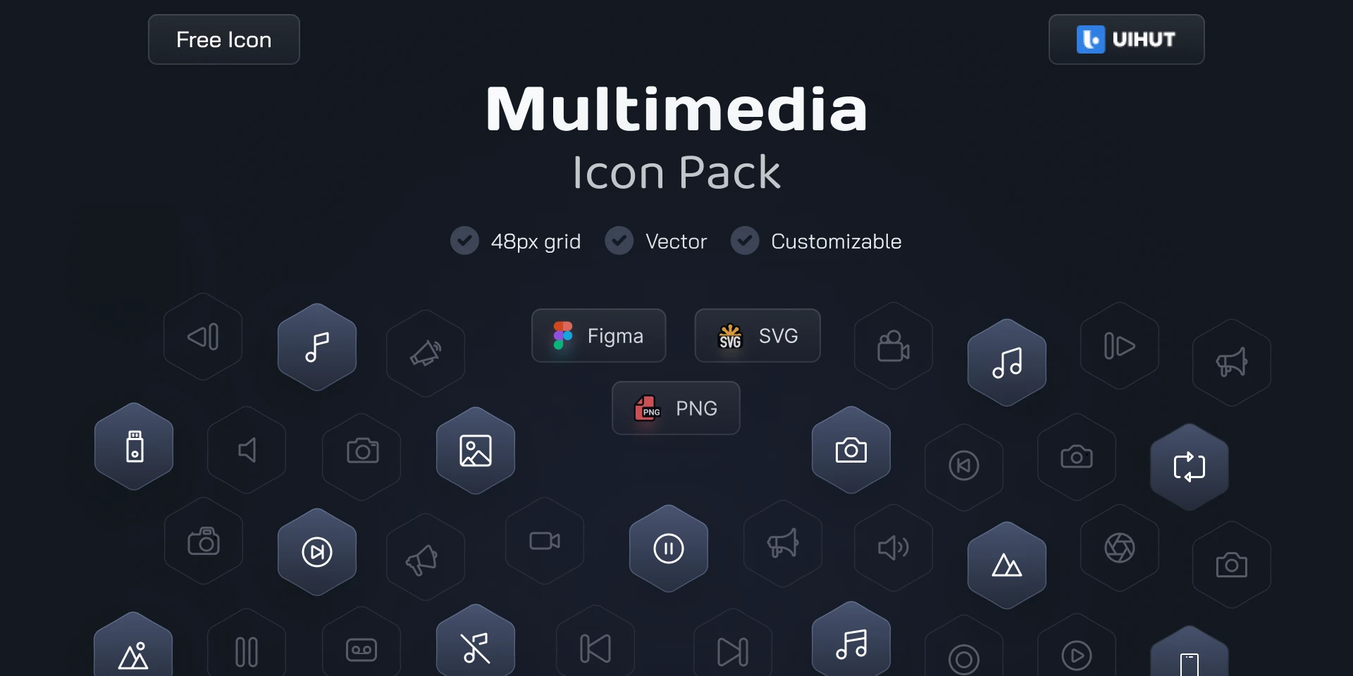Multimedia icon pack for Figma and Adobe XD