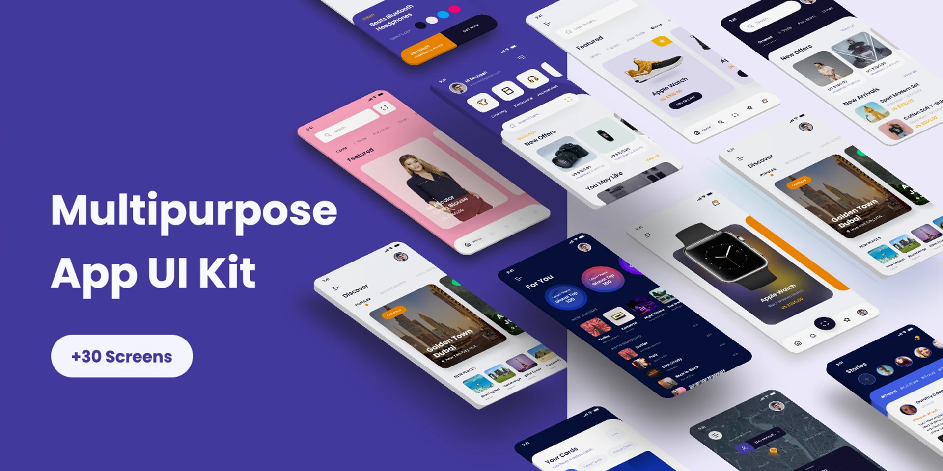 Multipurpose eCommerce iOS app UI kit for Figma and Adobe XD