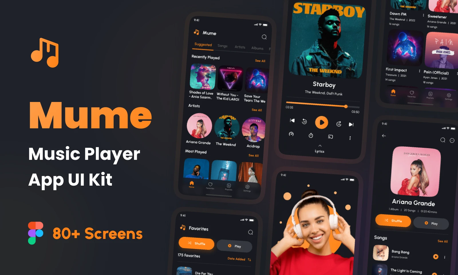 Mume - Music Player App UI Kit for Figma and Adobe XD