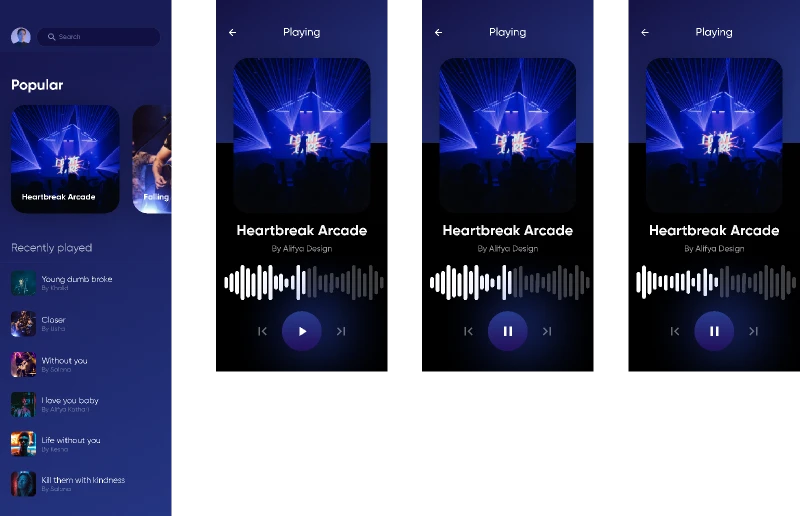 Music App Prototype for Figma and Adobe XD