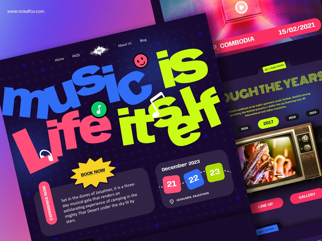 Music Festival Landing Page for Figma and Adobe XD