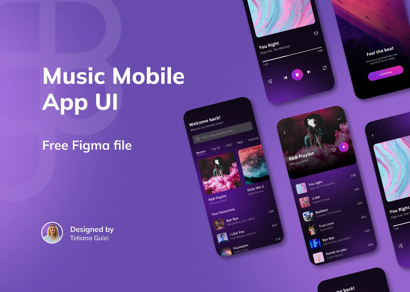 Music Mobile App UI for Figma and Adobe XD