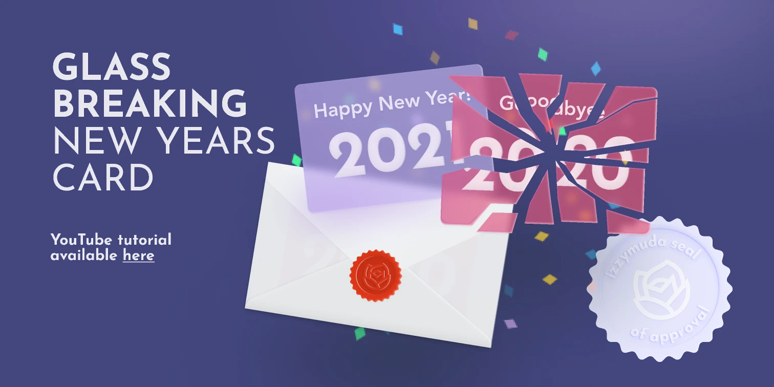 New Years Card Glassmorphism for Figma and Adobe XD