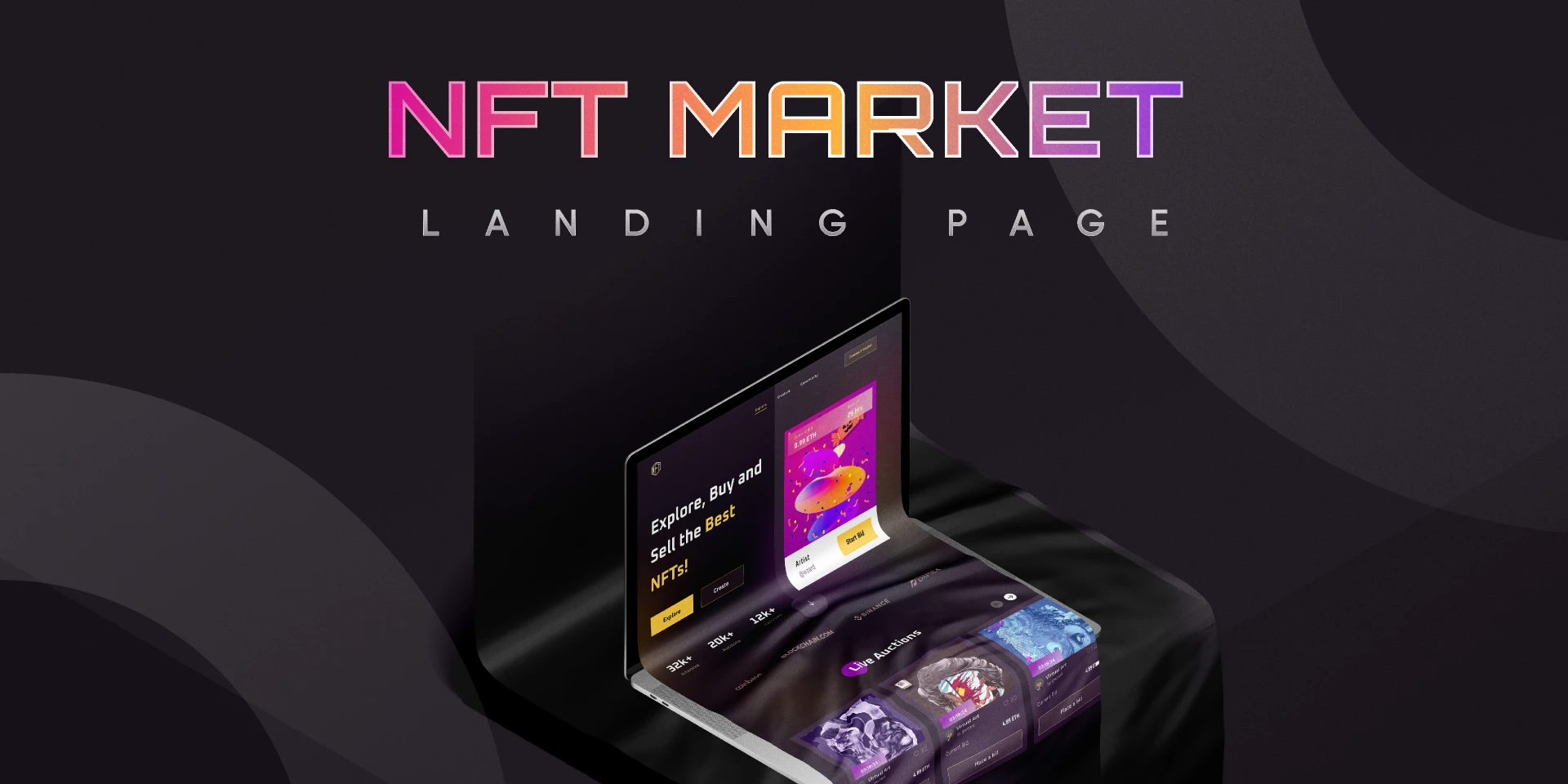 NFT Dark Responsive Landing Page UI UX Design Free Download for Figma and Adobe XD