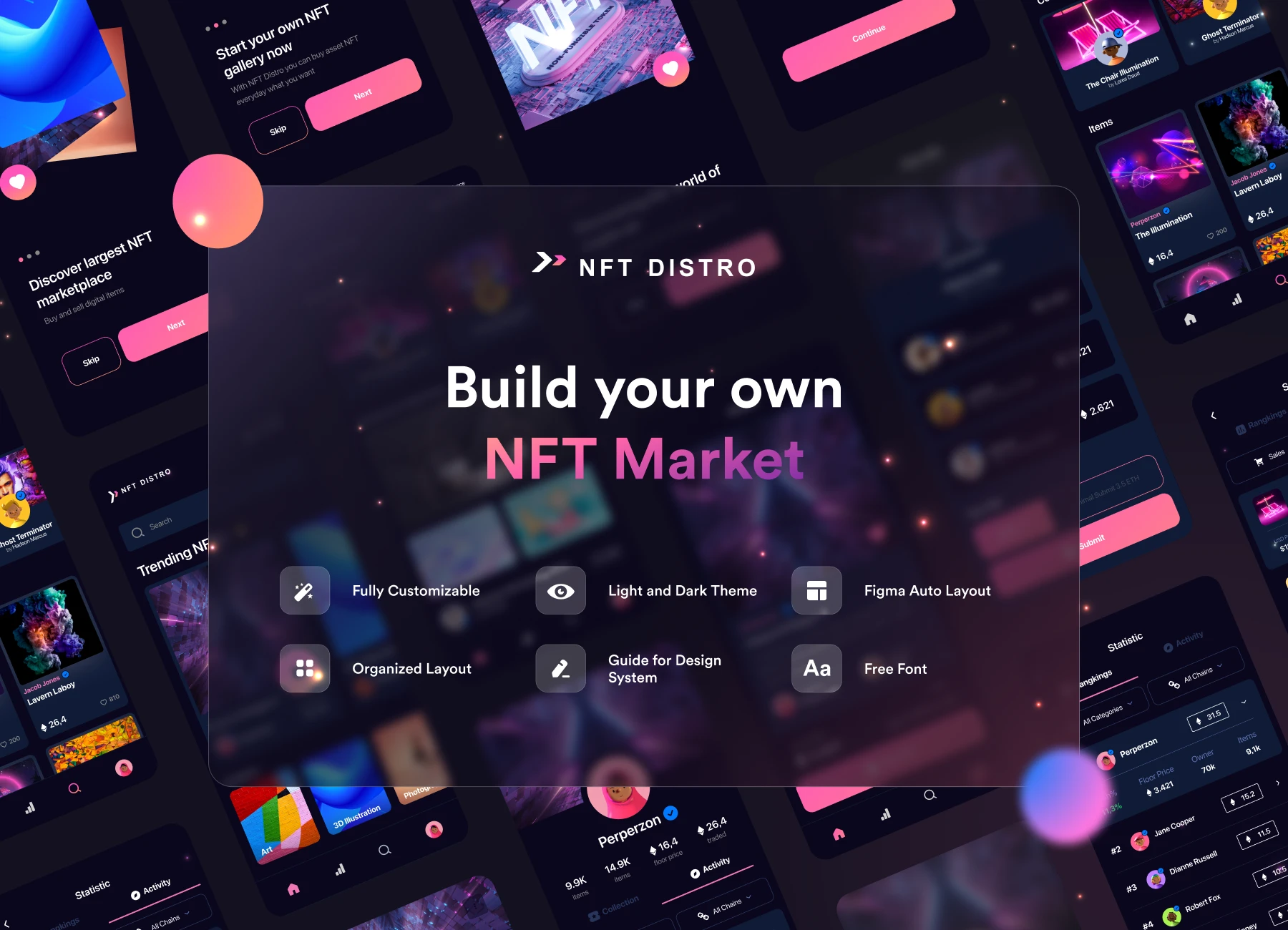 NFT Distro - NFT Market UI Design Kit for Figma and Adobe XD