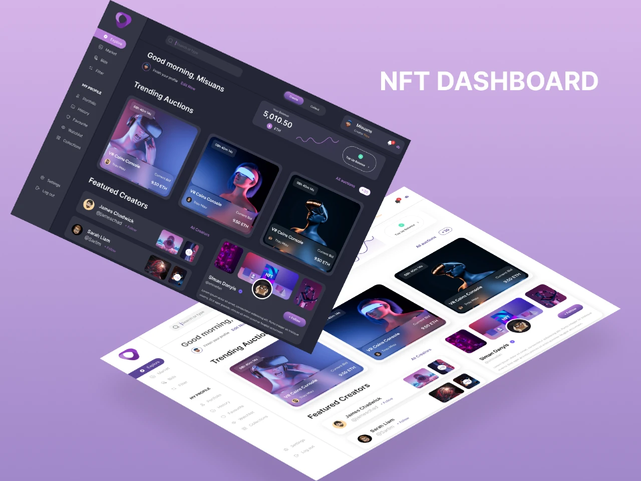 NFT MARKETPLACE DASHBOARD for Figma and Adobe XD