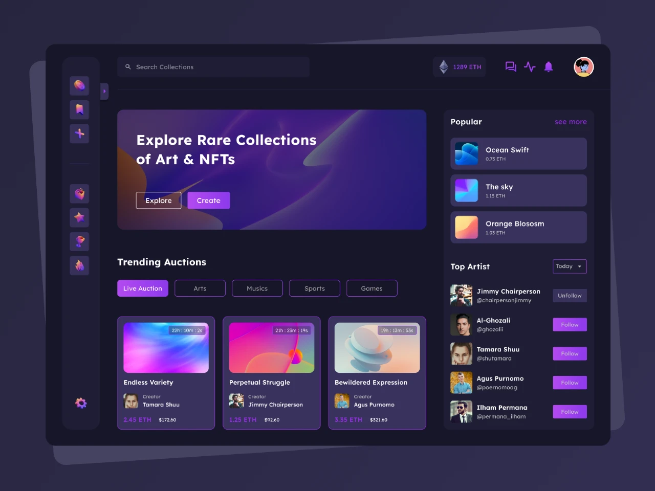 NFT Marketplace Design Concept for Figma and Adobe XD