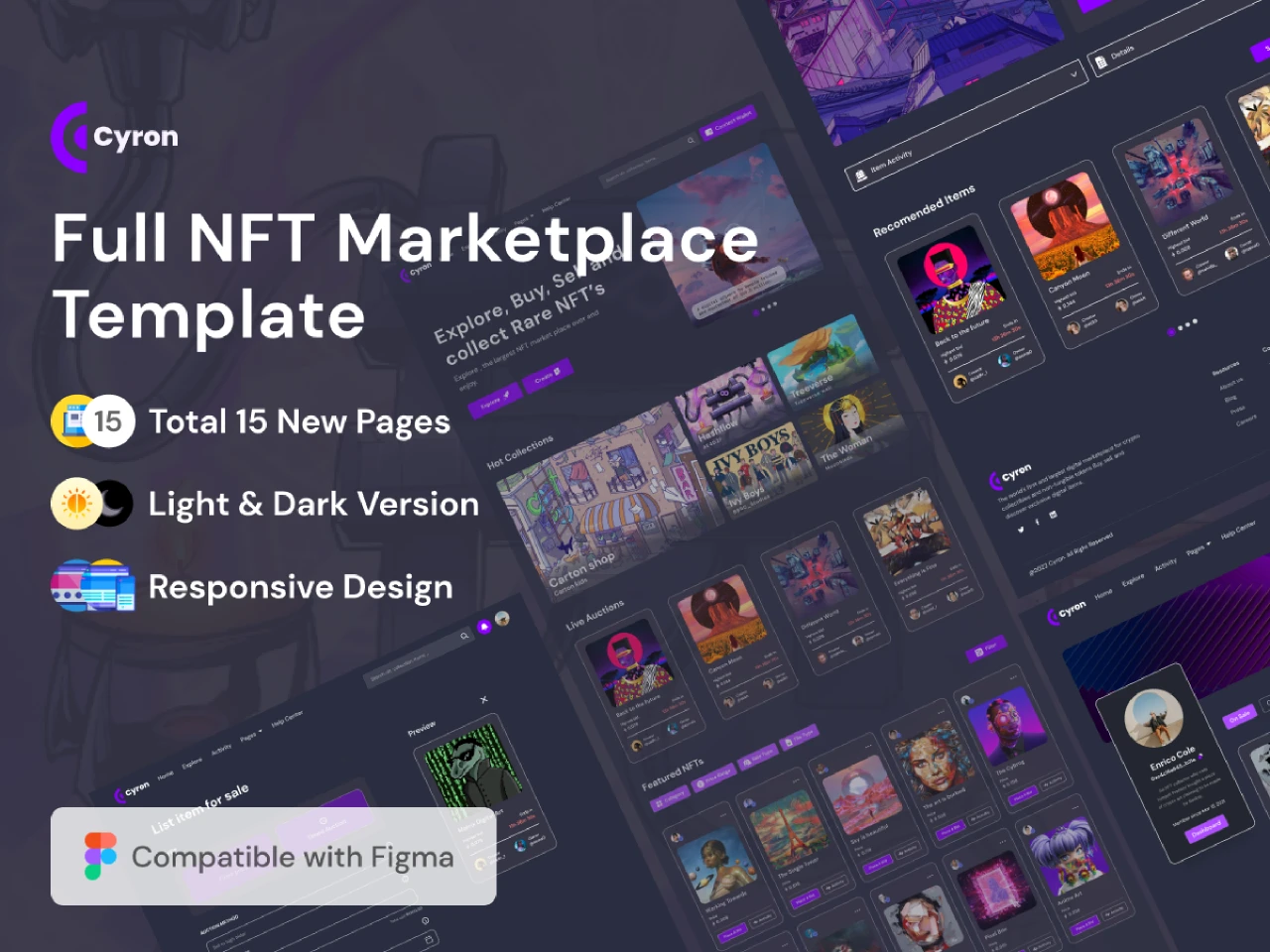 NFT Marketplace Website Template for Figma and Adobe XD