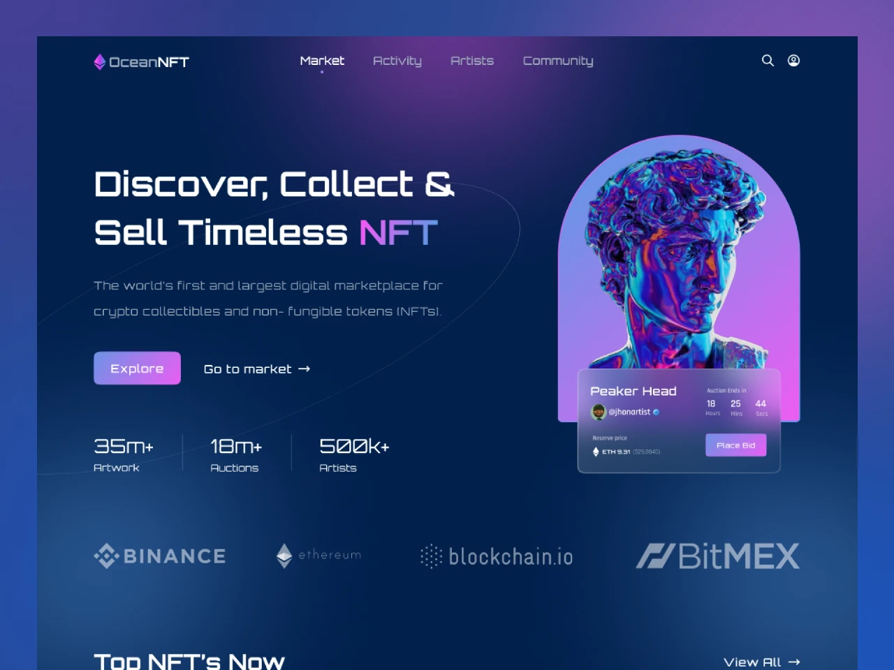 NFT Website Header Design for Figma and Adobe XD