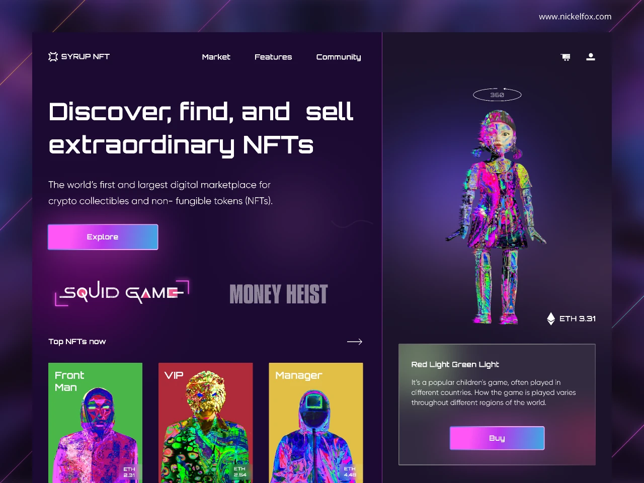 NFT's Marketplace ( Squid Game Concept) for Figma and Adobe XD