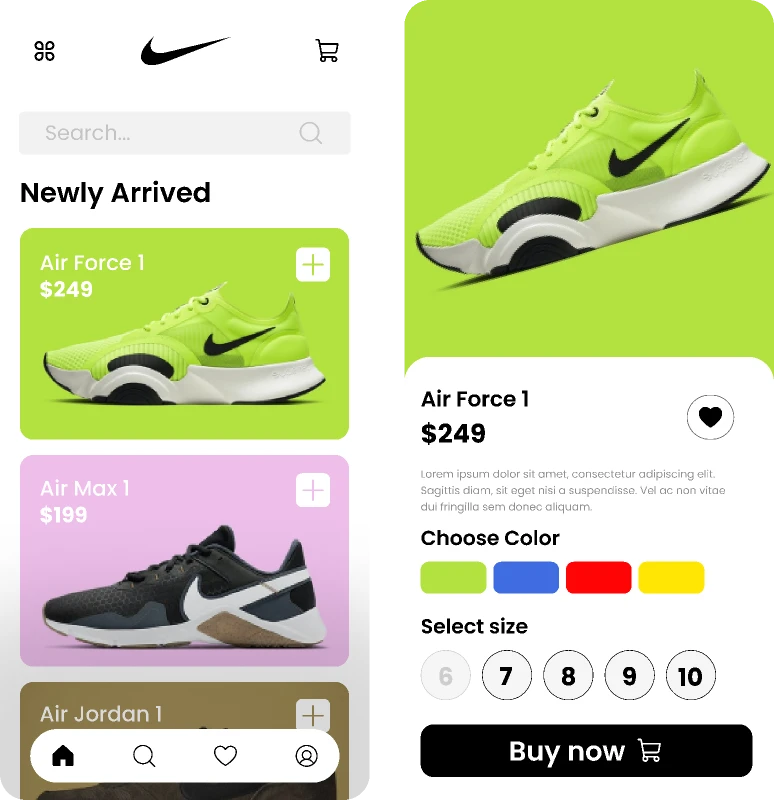 Nike Shoes App - UI Design for Figma and Adobe XD