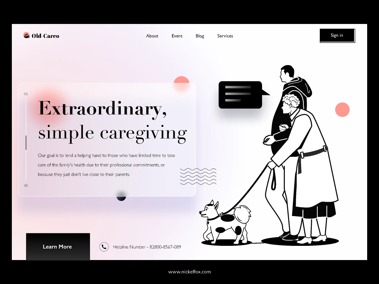 Old-Careo Landing Page for Figma and Adobe XD