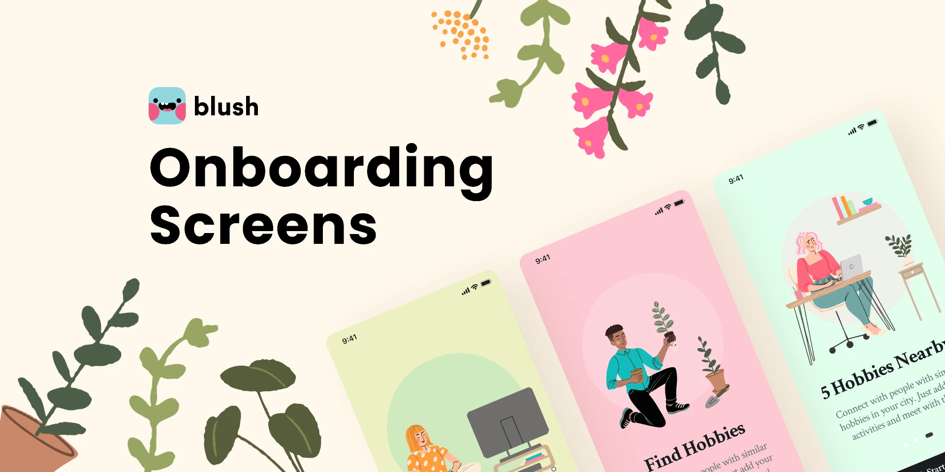 Onboarding Screens with Ol Illustrations for Figma and Adobe XD