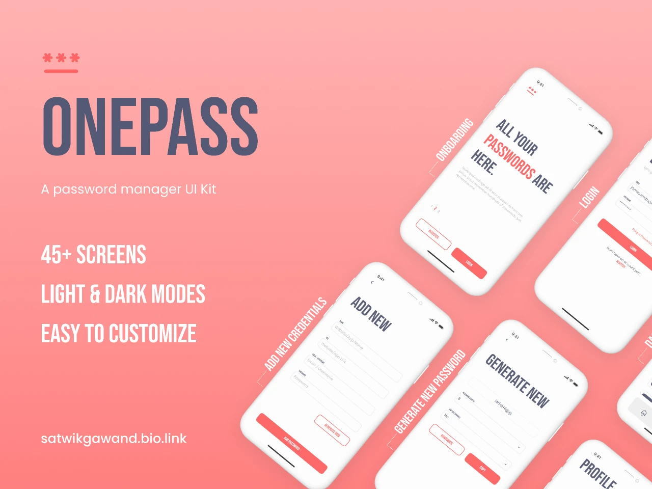 OnePass: A password manager UI Kit for Figma and Adobe XD