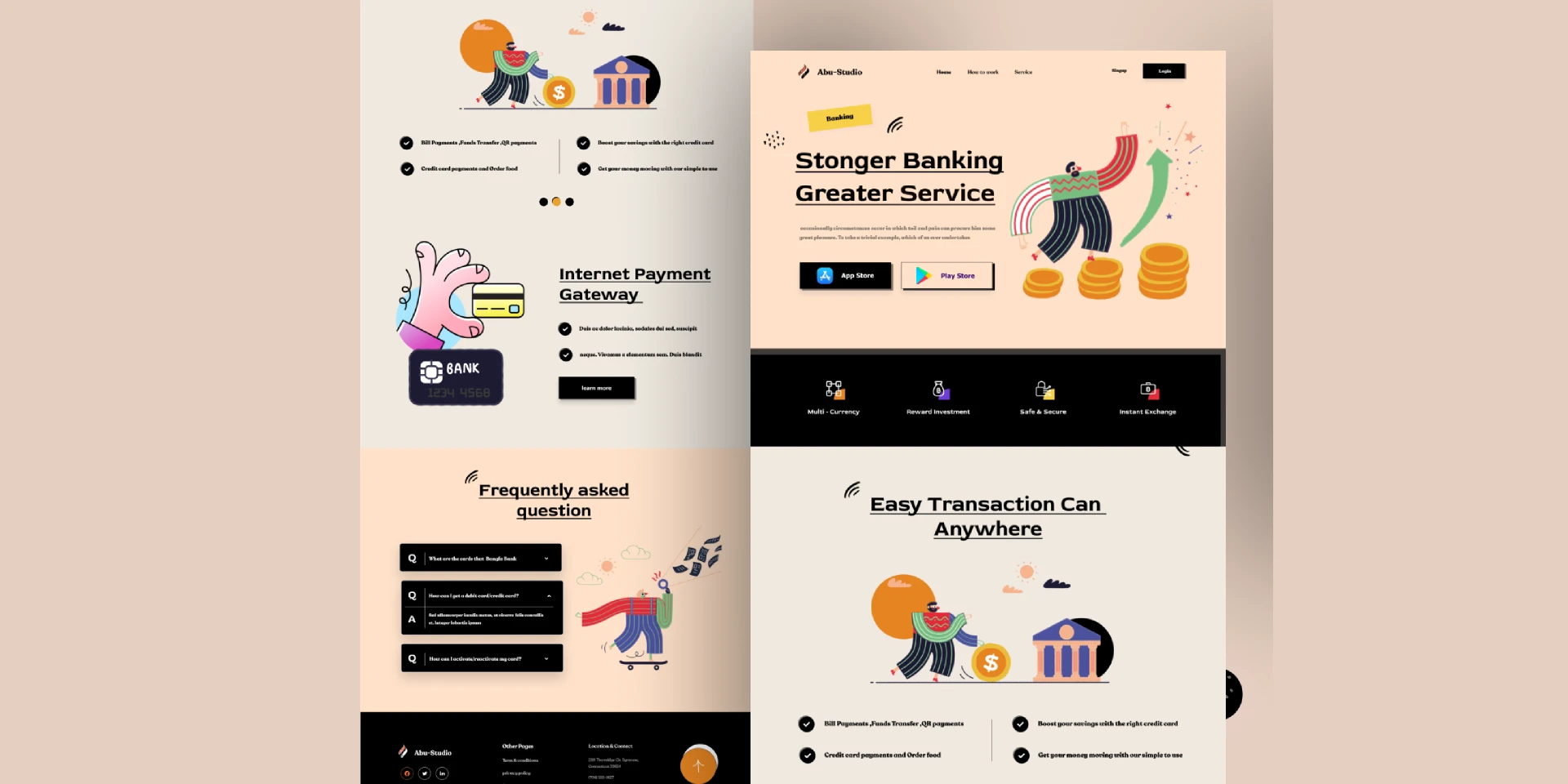 Online banking landing page for Figma and Adobe XD