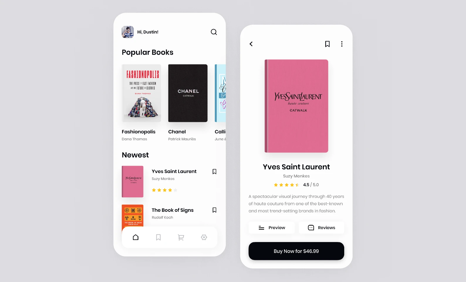 Online Book Store App (2019) for Figma and Adobe XD