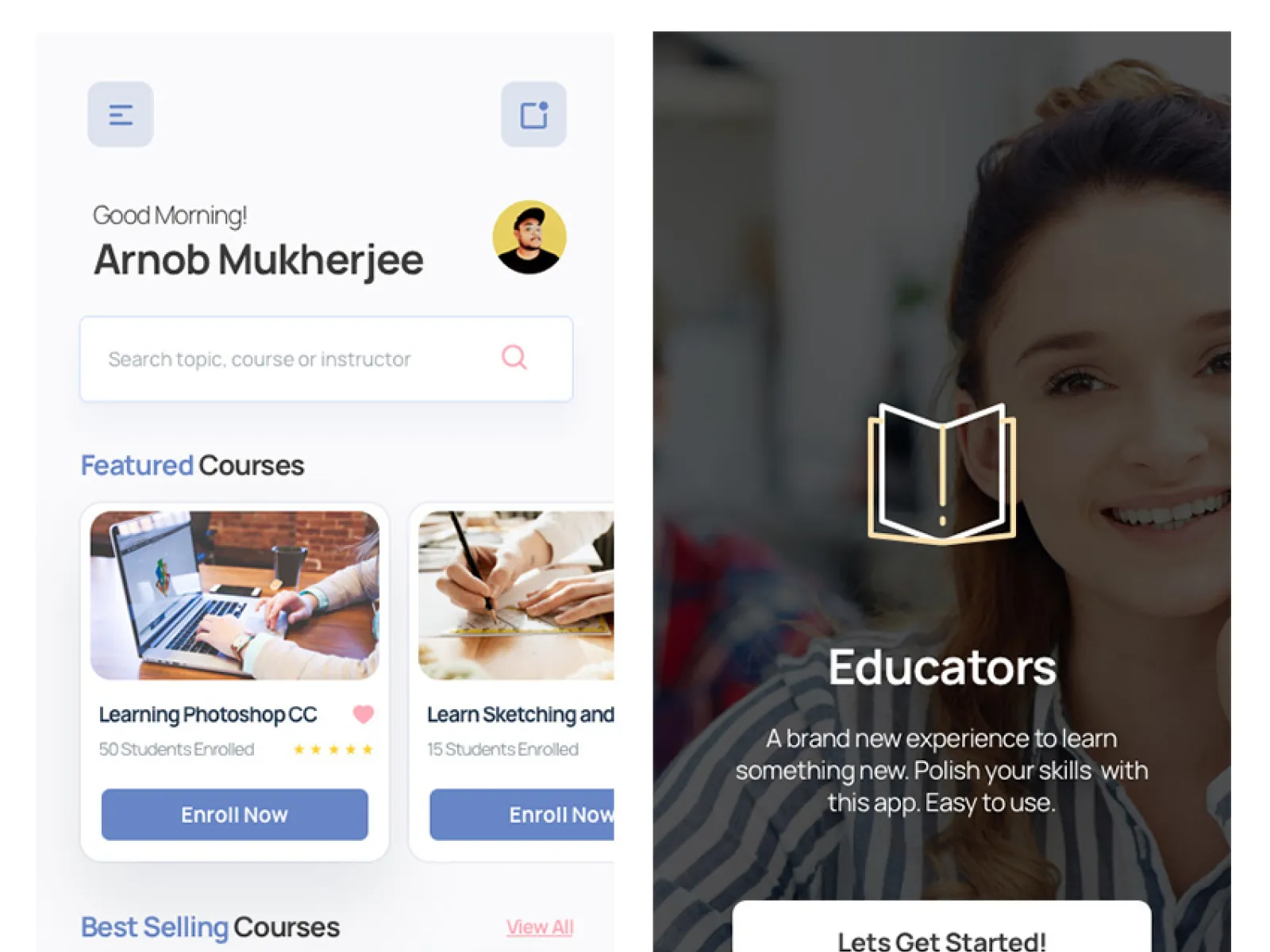 Online Courses Mobile App  - Free Figma Template