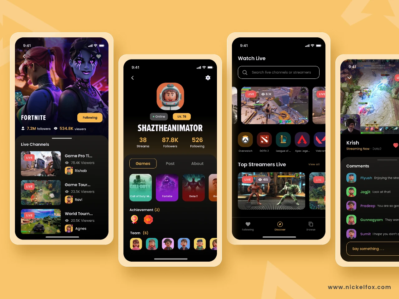 Online Game Streaming Mobile App for Figma and Adobe XD