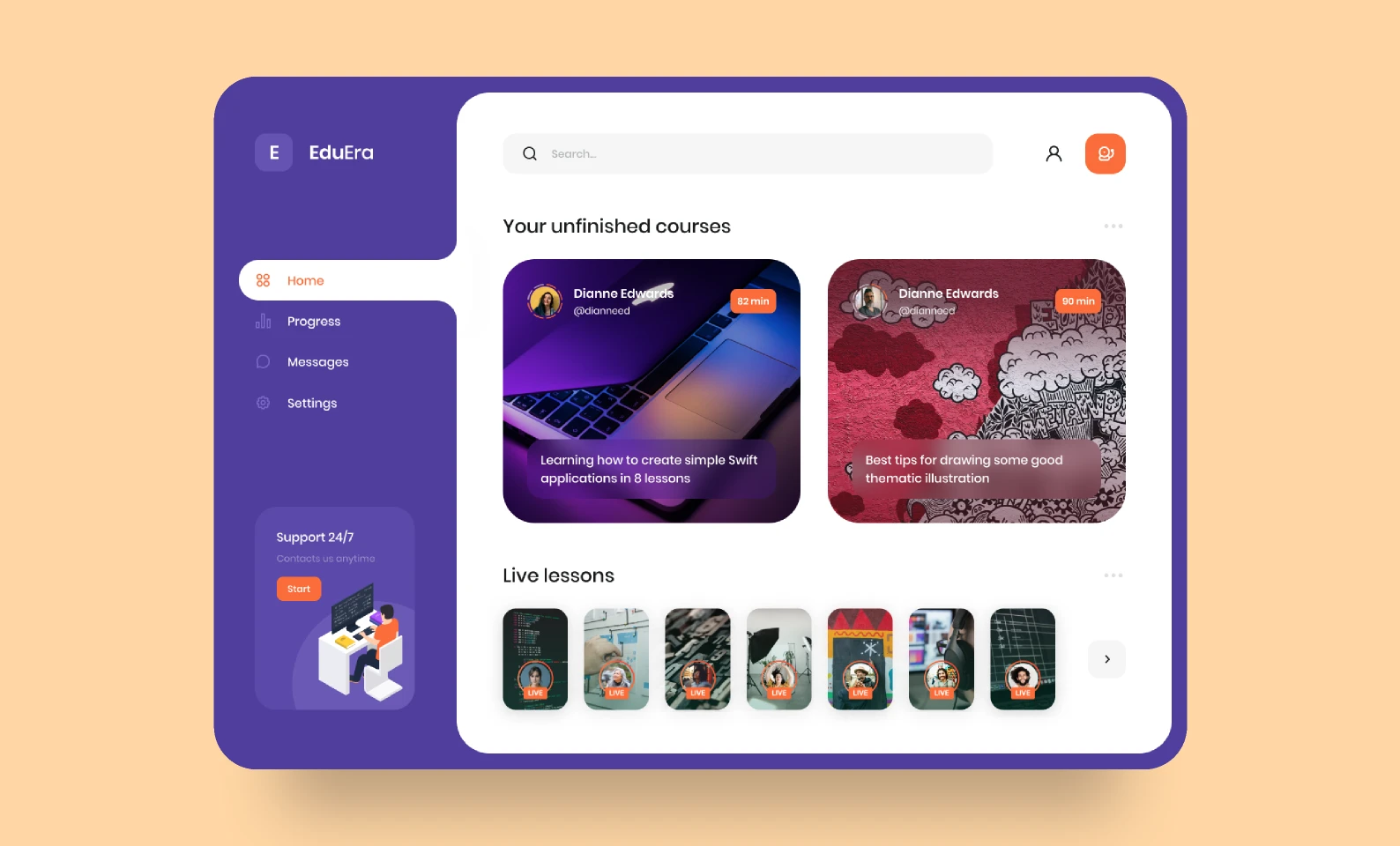 Online Learning Platform (2019) for Figma and Adobe XD
