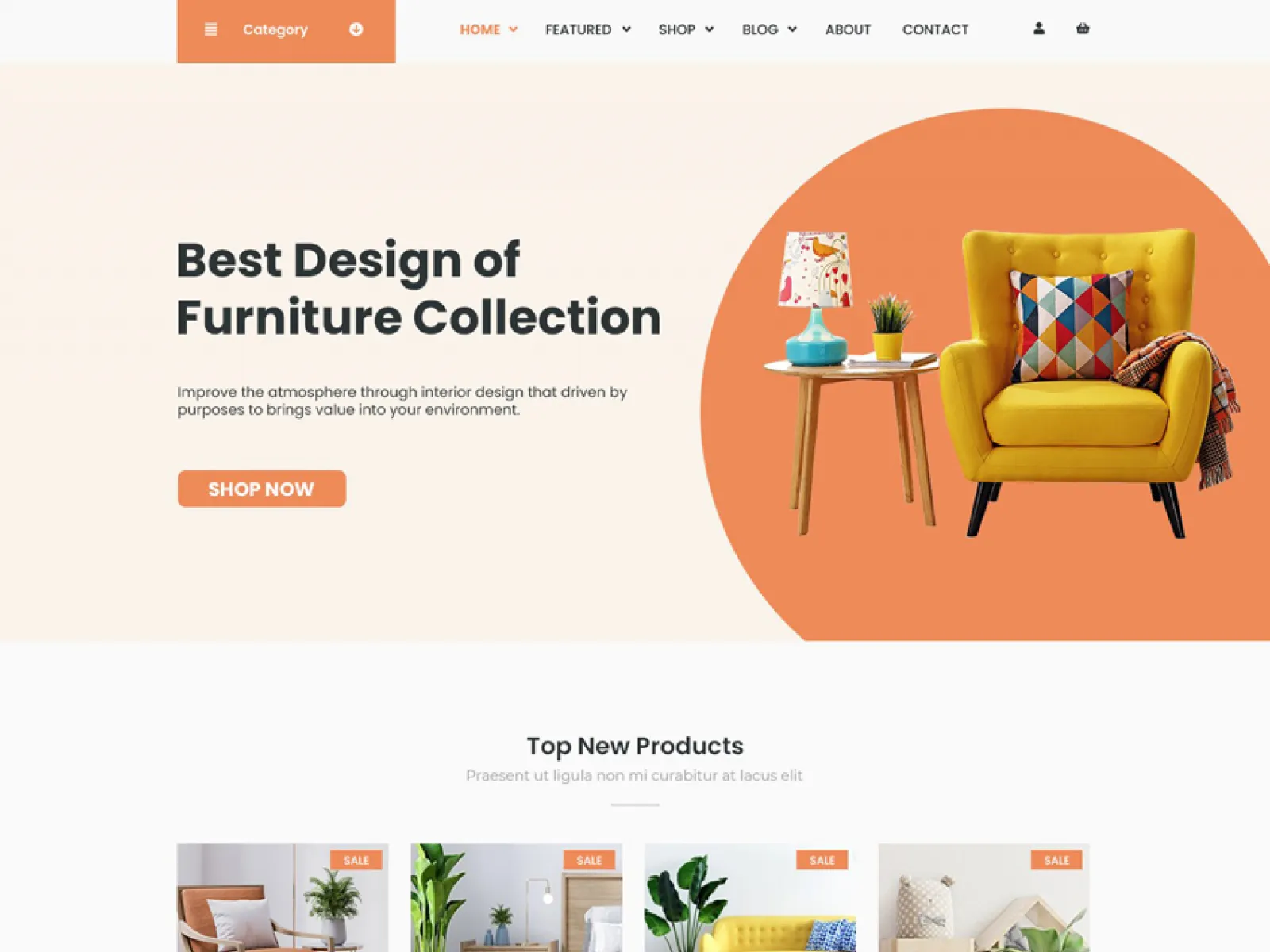 Orange Shop Web Design  - Free Figma Template