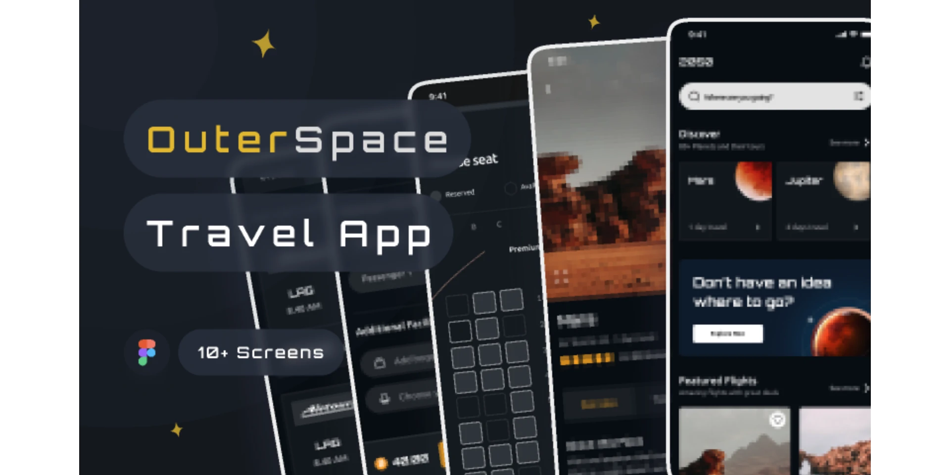 OuterSpace Travel Mobile App for Figma and Adobe XD