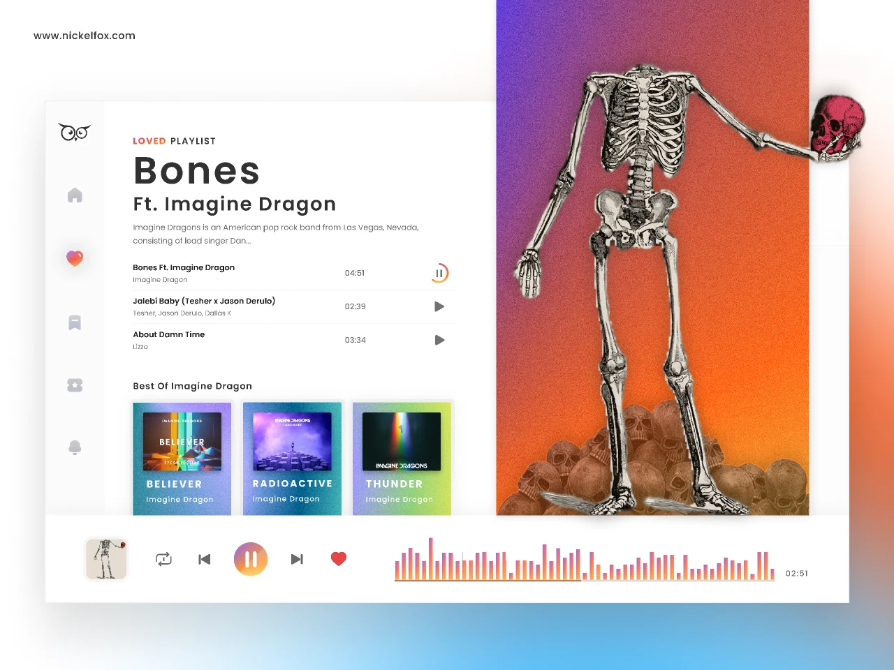 Owl Music Player for Figma and Adobe XD