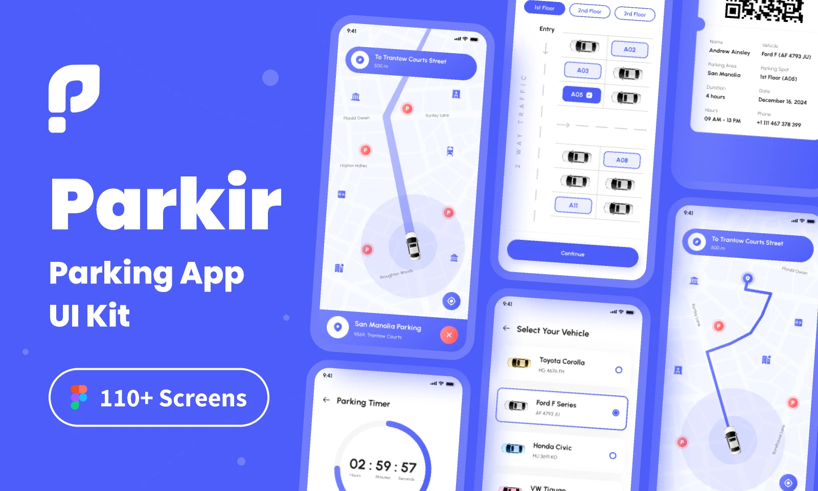 Parkir - Parking App UI Kit for Figma and Adobe XD