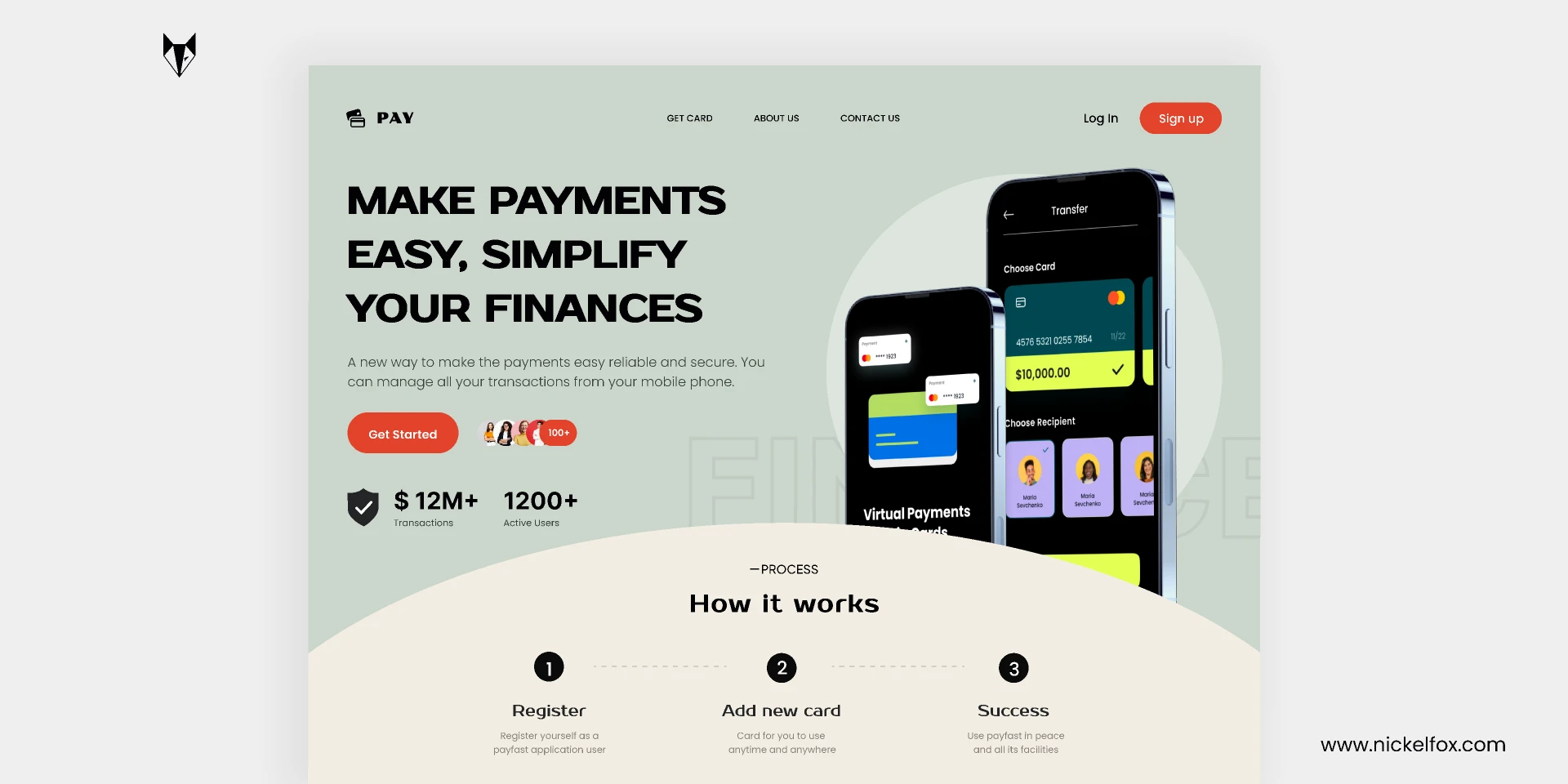 Pay - Digital Banking Landing Page Website for Figma and Adobe XD