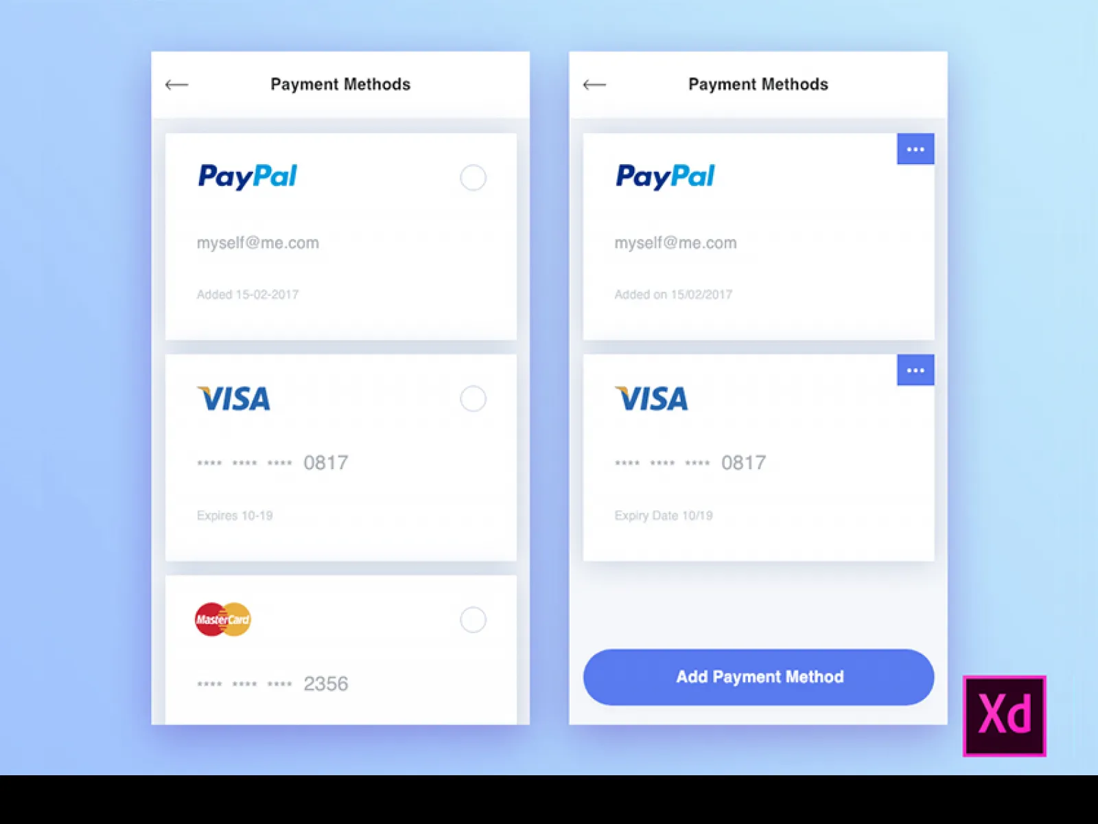 Payment Methods Free UI Kit  - Free Figma Template