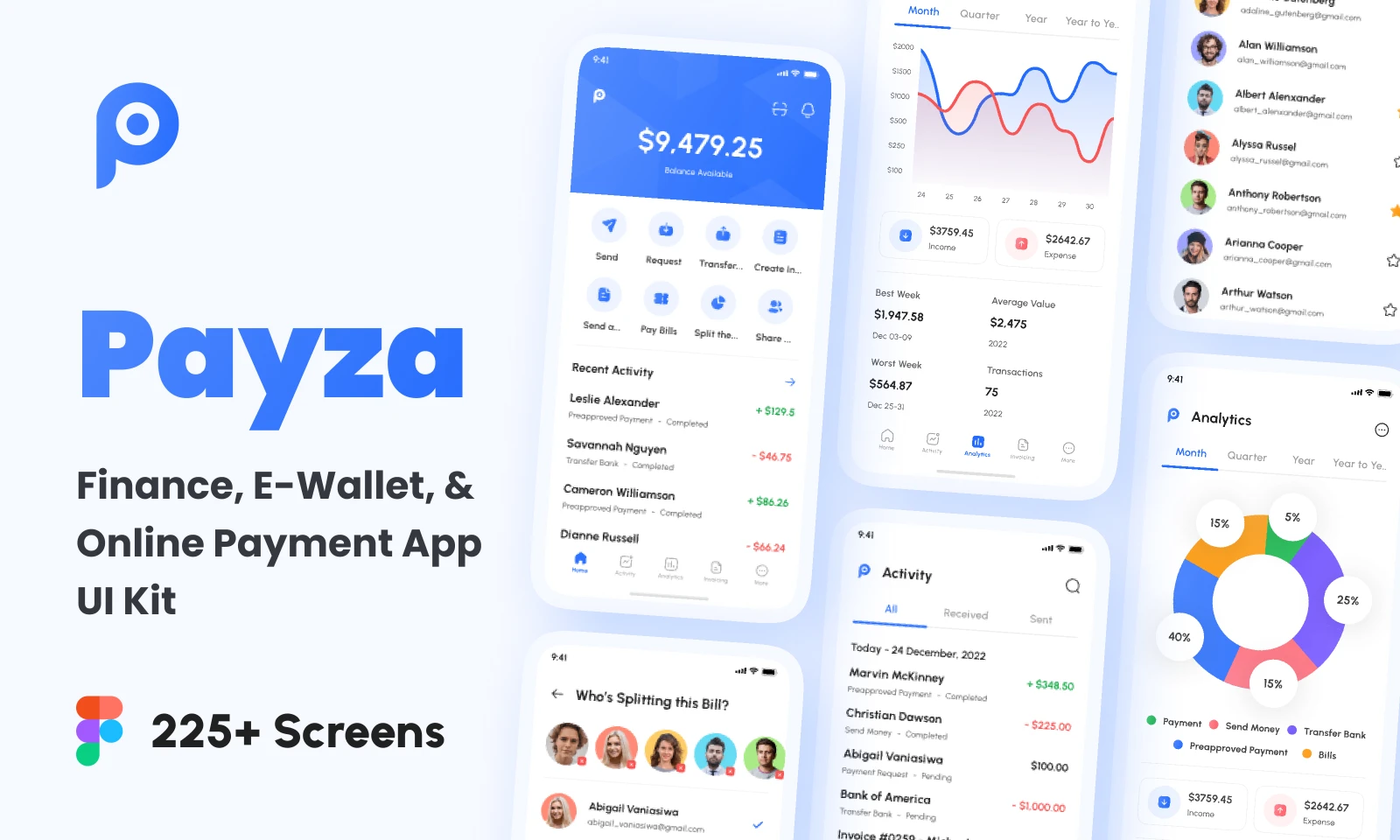 Payza - Finance, E-Wallet, & Online Payment App UI Kit for Figma and Adobe XD