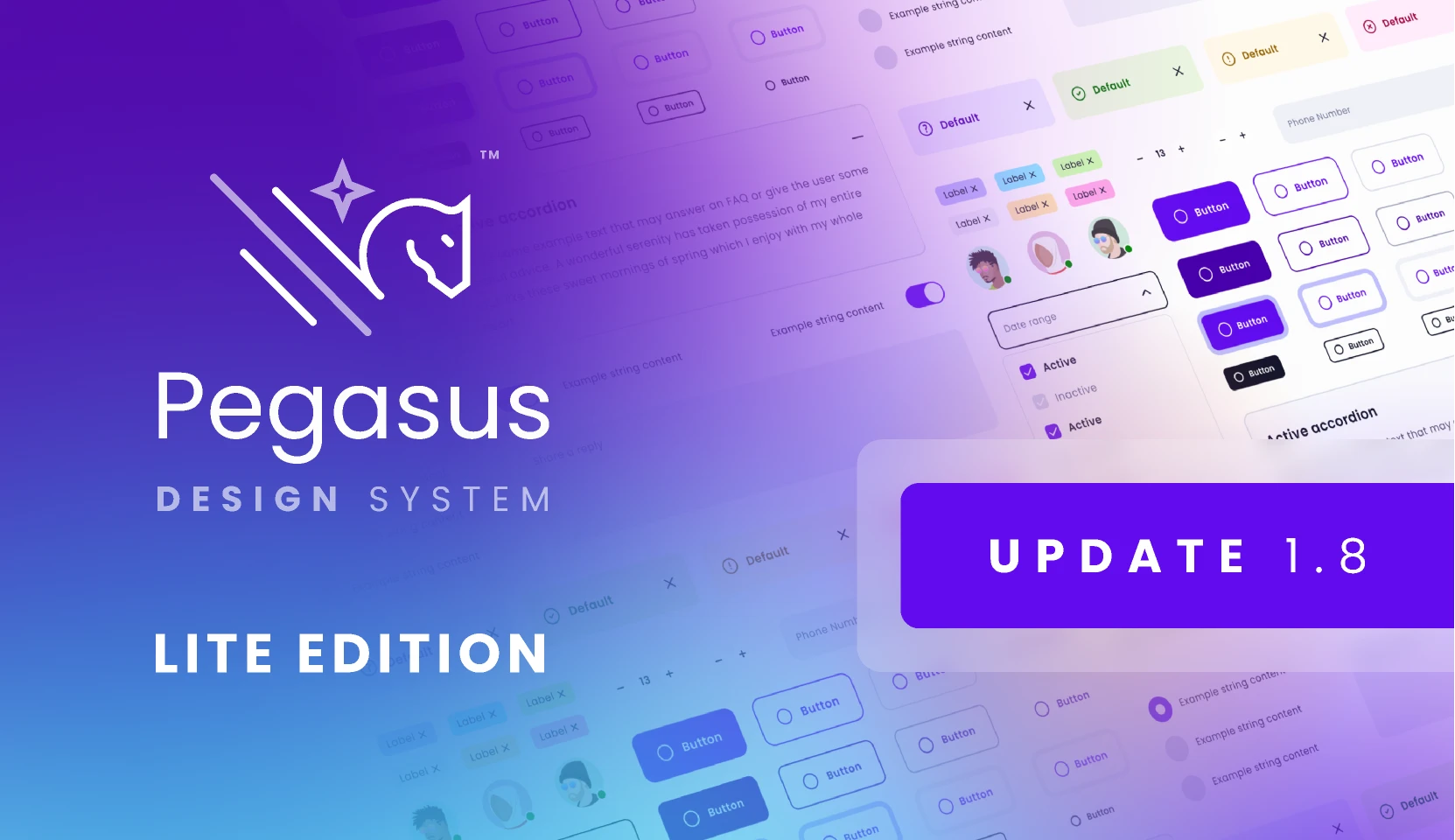 Pegasus Design System Lite 1.8 for Figma and Adobe XD