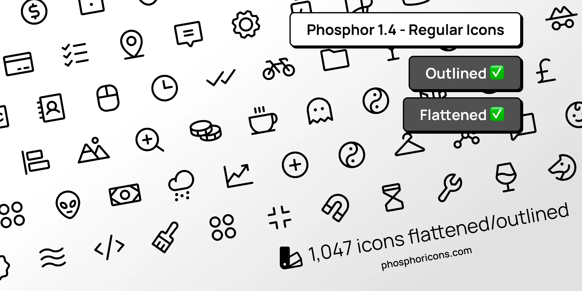 Phosphor Icons 1.4 - Regular - Outlined/Flattened for Figma and Adobe XD
